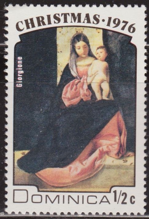 Dominica 1976 Scott 502 Sello ** Nöel Navidad Christmas Virgen y el Niño de Giorgione 1/2c